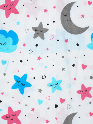 Twill Print Baby Cradle Cloth with Net - Moon & Stars - Kidulan