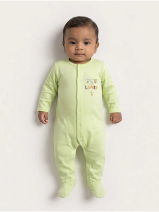 Unisex Baby Solid Sleepsuit Light Green - Kidulan