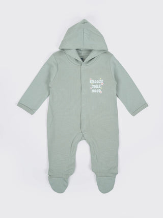 Unisex Baby Hooded Sleepsuit - Grey - Kidulan