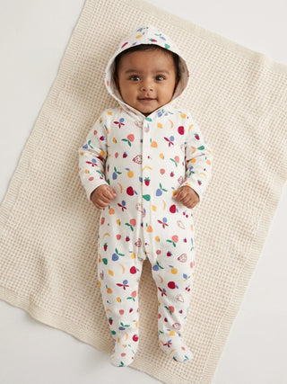 Unisex Baby Printed Hooded Sleepsuit - Kidulan