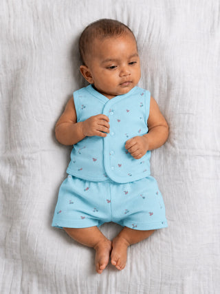 Baby Sleeveless Jabla & Shorts Set - Blue - Kidulan
