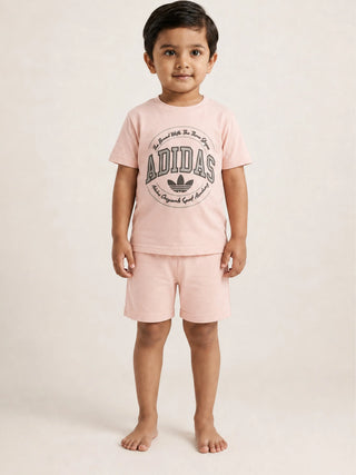 Boys Peach Graphic Printed T-Shirt & Shorts Co-ord Set - Kidulan