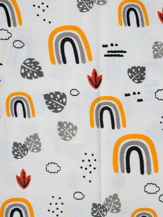 Twill Print Baby Cradle Cloth with Net - Rainbow & Leaf - Kidulan