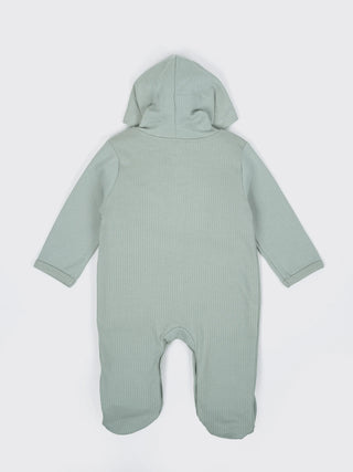Unisex Baby Hooded Sleepsuit - Grey - Kidulan