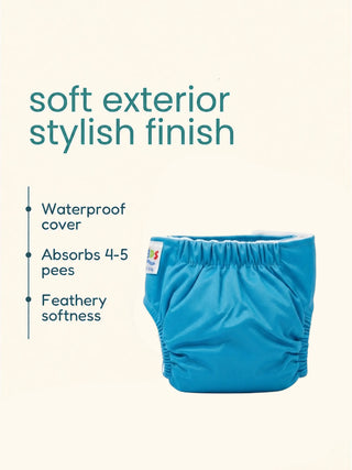 Newborn Reusable Cloth Diaper with Pad-Blue - Kidulan