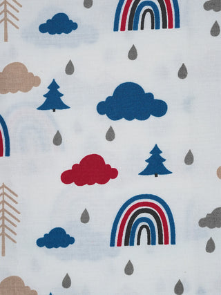 Twill Print Baby Cradle Cloth with Net - Cloud & Rainbow - Kidulan