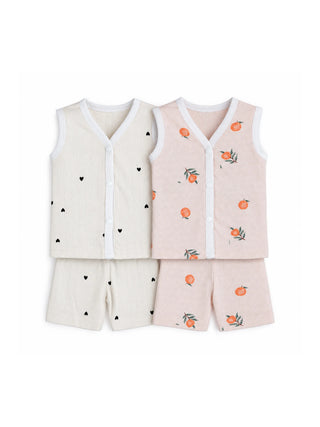 2 Set Combo Baby Sleeveless Jabla & Shorts - 3-6 Months - Kidulan