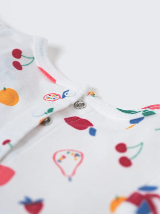 Baby Girls Fruit Print Ruffle Sleeve Romper - Kidulan