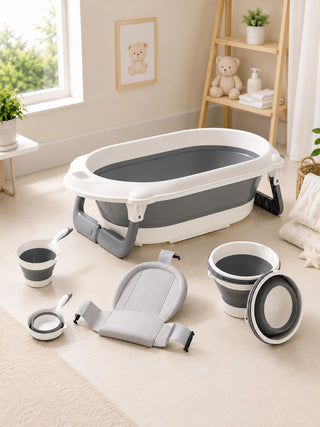 4-in-1 Foldable Baby Bath Tub Set with Bath Seat - Kidulan
