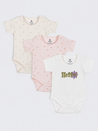 3-Piece Baby Cotton Bodysuit Combo - 3-6 Months - Kidulan