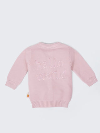 Baby Pink Organic Cotton Knitted Cardigan - Kidulan