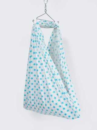 Twill Star Baby Cradle Cloth - Blue With White - Kidulan
