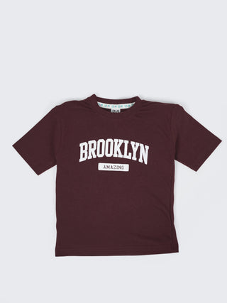 Boys Maroon T-Shirt & Shorts Co-ord Set - Kidulan