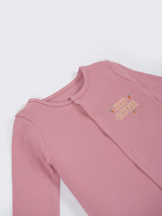 Unisex Solid Baby Sleepsuit - Pink - Kidulan