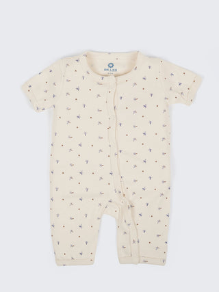 Unisex Printed Baby Jumpsuit - Off White - Kidulan