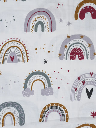 Twill Print Baby Cradle Cloth with Net - Multicolor Rainbow - Kidulan