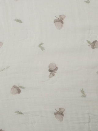 Organic Cotton Baby Muslin Acorn Print Receiving Blanket - Kidulan
