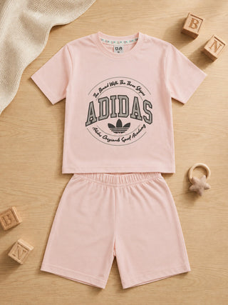 Boys Peach Graphic Printed T-Shirt & Shorts Co-ord Set - Kidulan