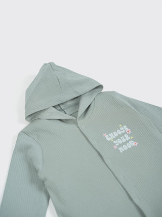 Unisex Baby Hooded Sleepsuit - Grey - Kidulan