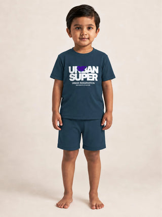 Boys Blue Graphic Printed T-Shirt & Shorts Co-ord Set - Kidulan