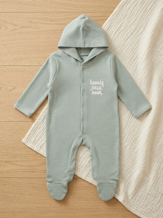 Unisex Baby Hooded Sleepsuit - Grey - Kidulan