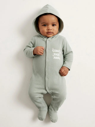 Unisex Baby Hooded Sleepsuit - Grey - Kidulan