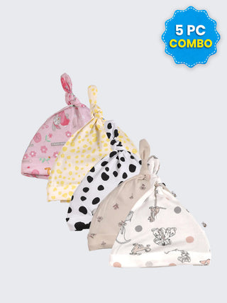 5 Pc Combo Baby & Kids Knot Caps 9-12 Months
