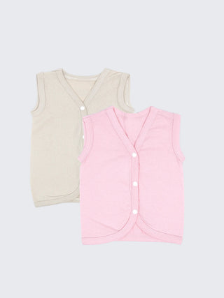 Baby Sleeveless Jabla 2 Piece Combo - Pink & Cream - Kidulan