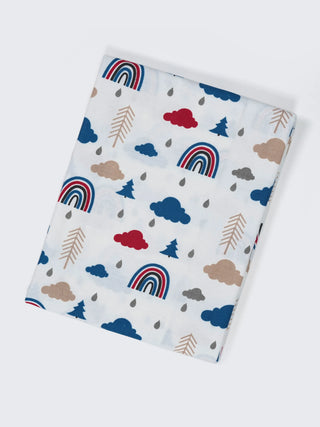 Twill Print Baby Cradle Cloth with Net - Cloud & Rainbow - Kidulan
