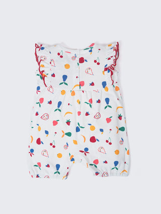 Baby Girls Fruit Print Ruffle Sleeve Romper - Kidulan