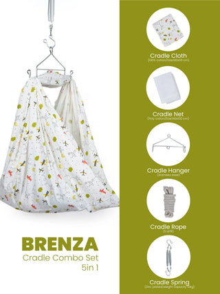 Brenza 5-in-1 Baby Cradle Combo Set - Airplane Print - Kidulan