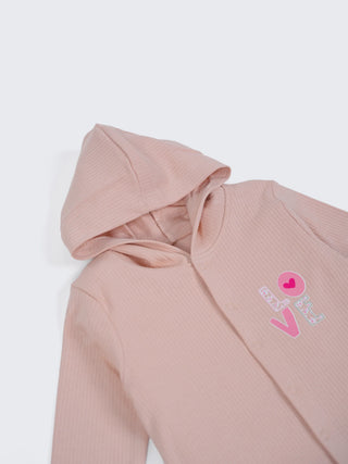 Unisex Baby Hooded Sleepsuit - Light Pink - Kidulan