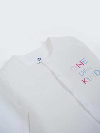 Unisex Solid White Baby Sleepsuit - Kidulan