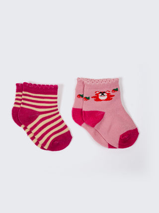 Ankle Socks Cartoon & Striped -2 Pair Pack - Kidulan