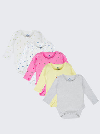 Baby Full Sleeve Bodysuit 5 Piece Combo - 0-3 Months - Kidulan