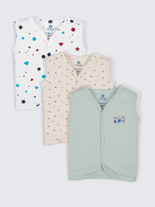 Baby Cotton Sleeveless Vest 3 Piece Combo - Kidulan