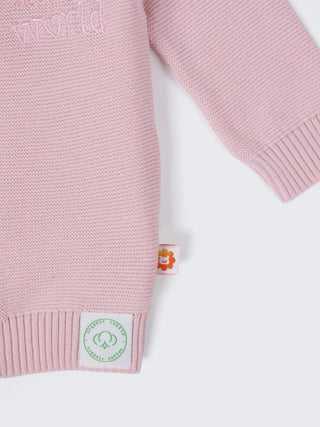 Baby Pink Organic Cotton Knitted Cardigan - Kidulan