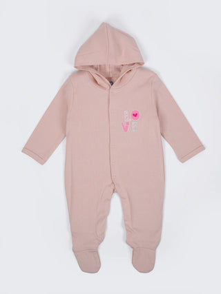 Unisex Baby Hooded Sleepsuit - Light Pink - Kidulan