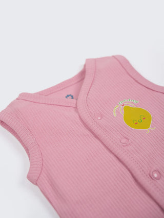 Baby Sleeveless Jabla & Shorts Set - Pink - Kidulan