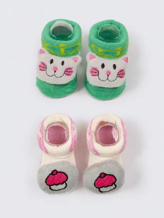 Baby Plush Rattle Socks Cupcake & Cat Design - Kidulan