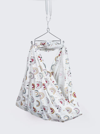 Twill Print Baby Cradle Cloth with Net - Multicolor Rainbow - Kidulan