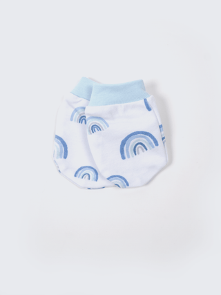 Newborn Cotton Cap, Mittens & Booties Set – Blue Rainbow - Kidulan