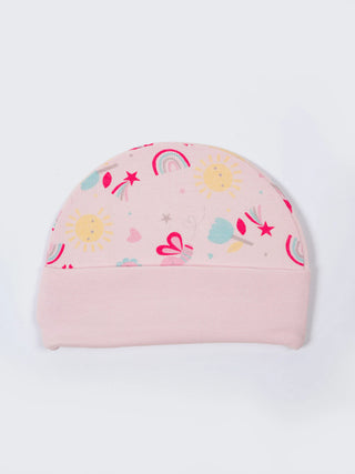 Newborn Cap, Mittens & Booties Set – Pink Print - Kidulan