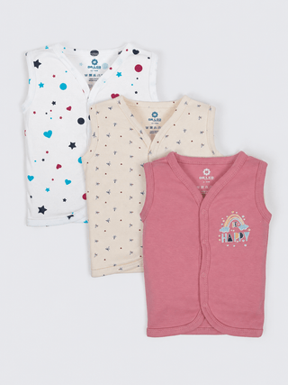 3-Piece Baby Cotton Sleeveless Vest Combo - Kidulan