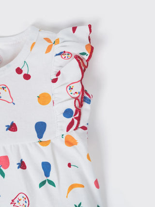 Baby Girls Fruit Print Ruffle Sleeve Romper - Kidulan
