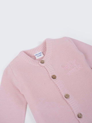 Baby Pink Organic Cotton Knitted Cardigan - Kidulan