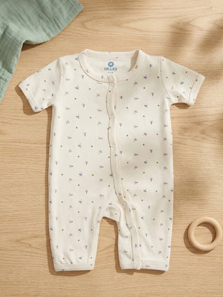 Unisex Printed Baby Jumpsuit - Off White - Kidulan