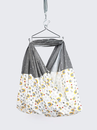 Twill Mix & Match Thottil/Jhula/Cradle Cloth with Net - Rainbow & Leaf - Kidulan