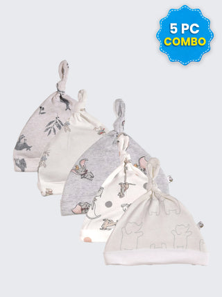 5 Pc Combo Baby & Kids Knot Caps 6-9 Months