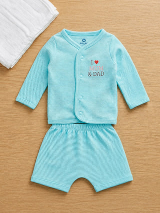 Baby Full Sleeve Jabla & Shorts Set - Blue - Kidulan